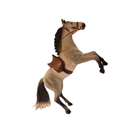 New Ray Other - New Ray Horse Rearing Gray White Molded Brown Saddle Bridle 5x3"